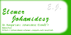 elemer johanidesz business card